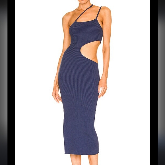 Hours Elegant Knit Navy Cut-Out Dress SMALL - Picture 1 of 13